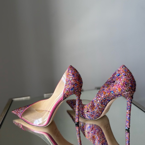 New JIMMY CHOO Cass 110 Clear Plexi Mini Multi Rainbow Crystal Pumps $2,495 39 - Picture 12 of 14